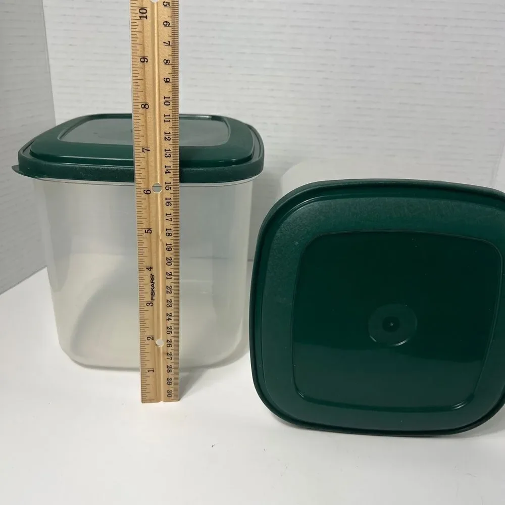 Set Of 2 Food Storage Container With Green Lid 6.5
